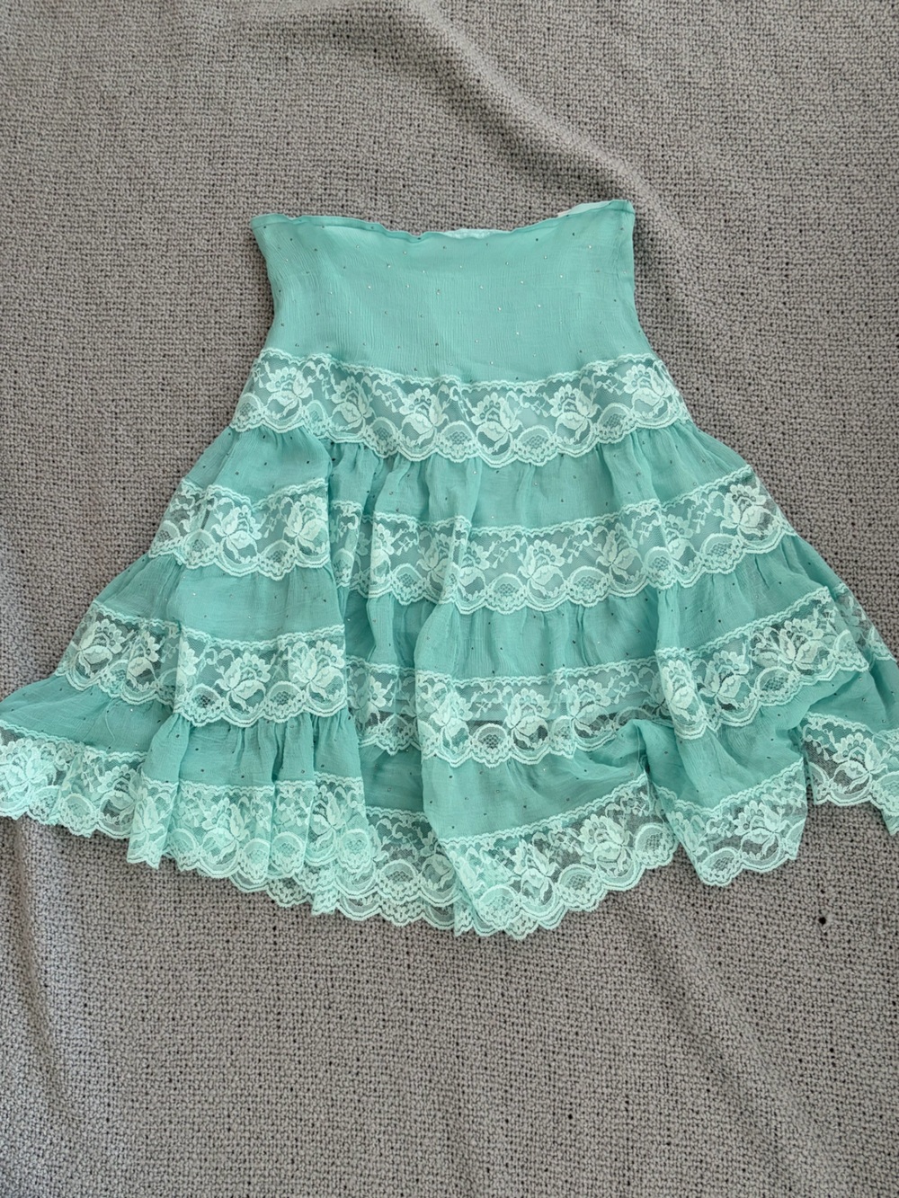 Lotta Stetson Mint Lace-Trim Midi Skirt